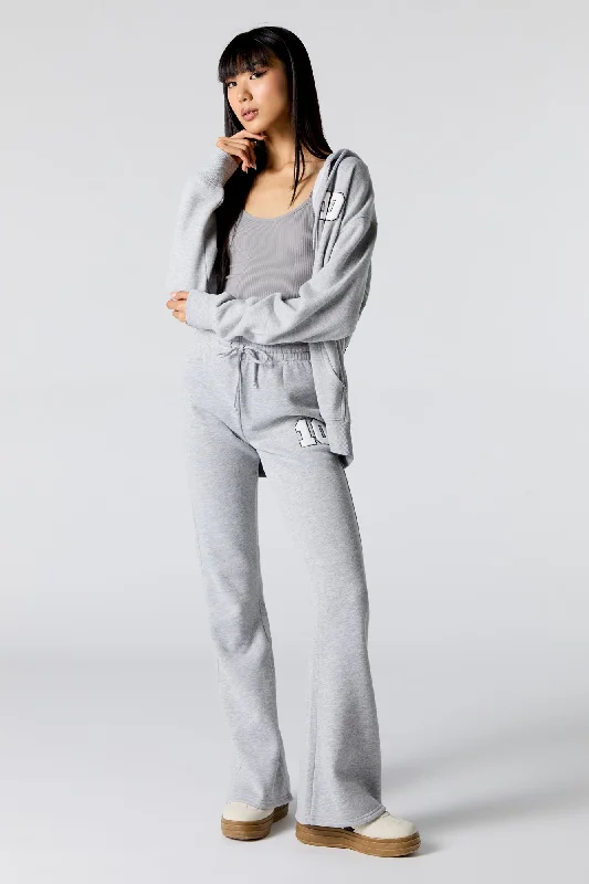 Embroidered Fleece Flare Sweatpant