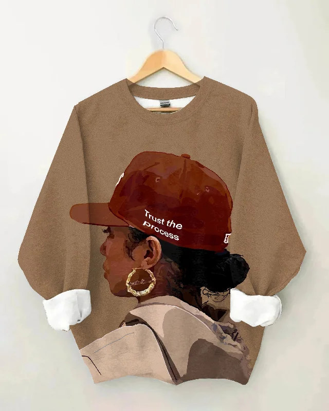 Brown Women Trust The Process Long Sleeve Sweatshirt