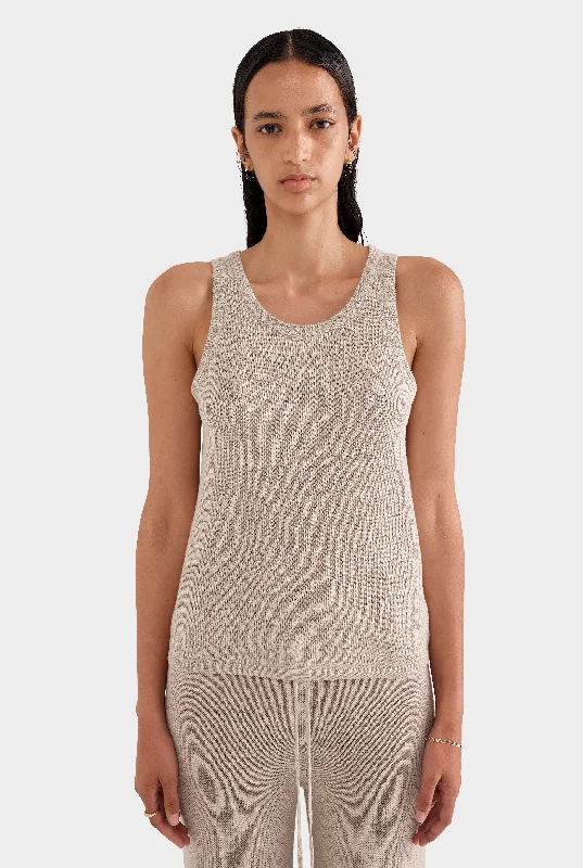 Linen Knitted Tank - Taupe