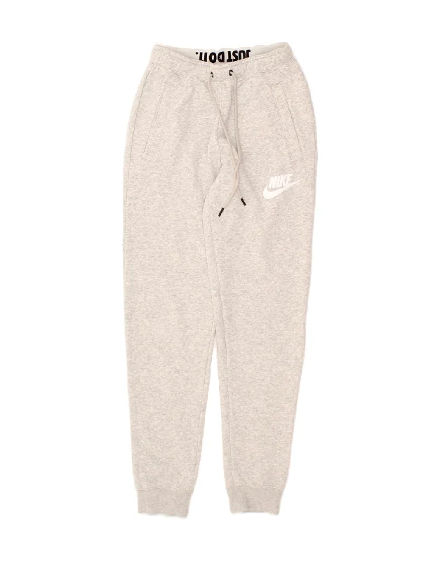 NIKE Womens Tracksuit Trousers Joggers UK 6 XS Grey Flecked Cotton