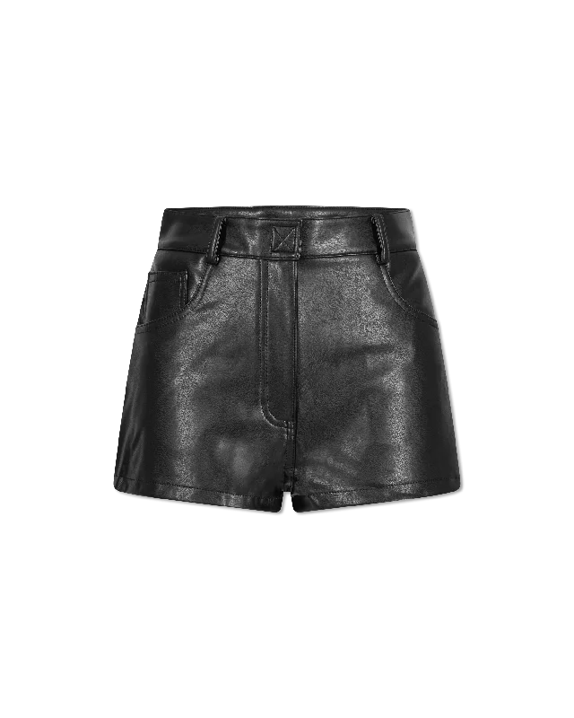 High Waist Faux Leather Jean Short