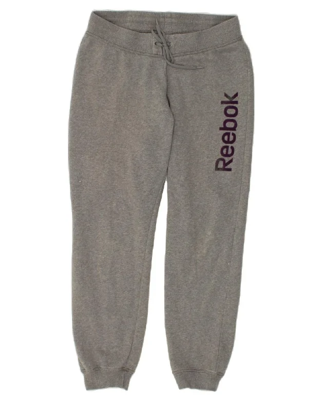 REEBOK Womens Graphic Tracksuit Trousers Joggers Small Grey