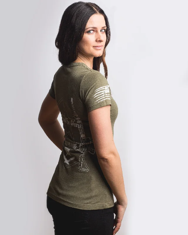 Women's Molon Labe Graphic V-Neck - Olive Drab Green