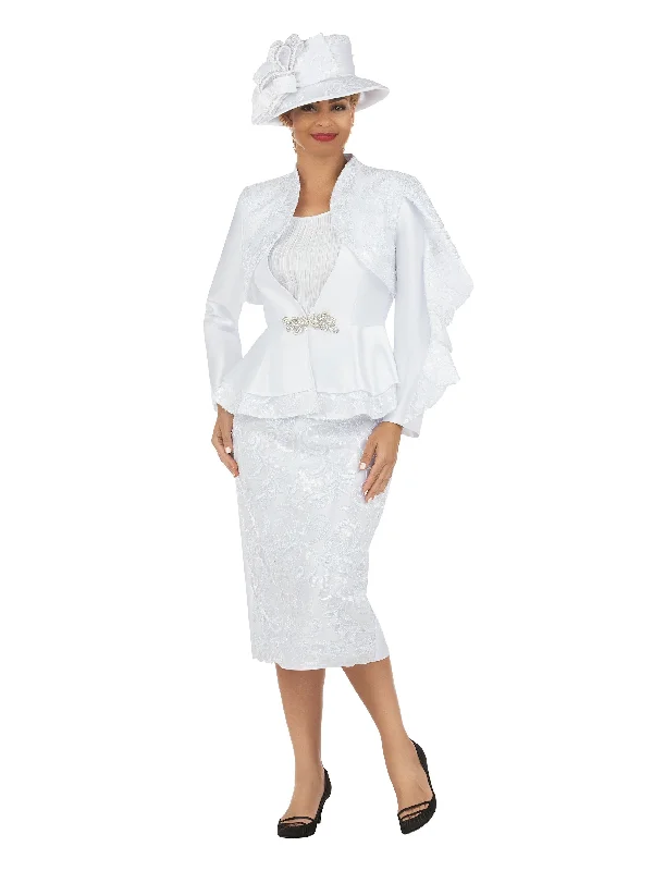 Giovanna Church Suit G1217 White + Camisole