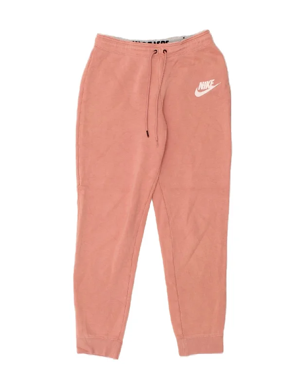 NIKE Womens Graphic Tracksuit Trousers Joggers UK 14 Medium Pink Cotton