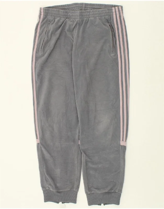 ADIDAS Womens Fleece Tracksuit Trousers Joggers UK 18 XL Grey Polyester