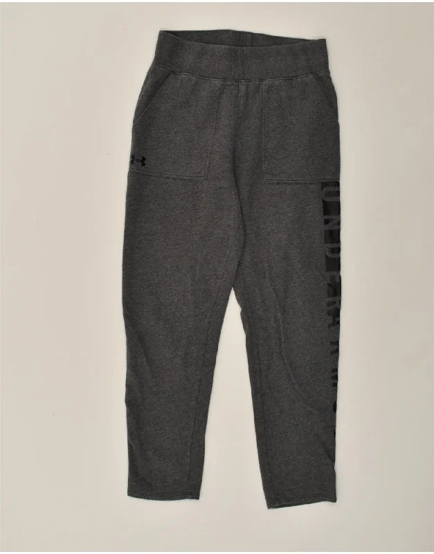 UNDER ARMOUR Womens loose Graphic Tracksuit Trousers Joggers Small Grey