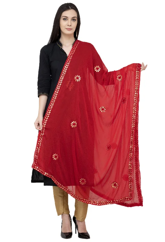 A R SILK Red Color Fancy Silk Dupattas and Chunnis