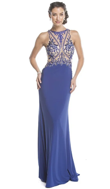 Aspeed Design - Sheer Embellished Fitted Evening Dress