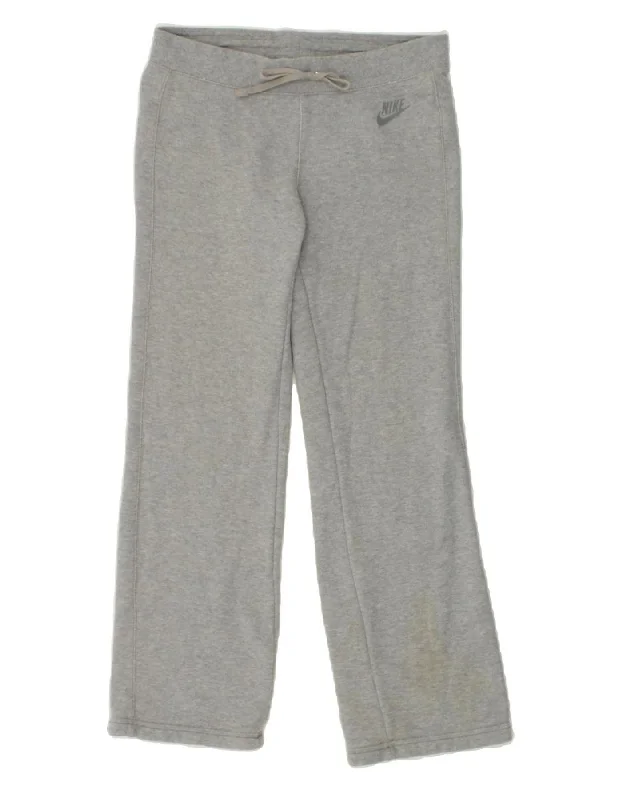 NIKE Womens Tracksuit Trousers UK 12 Medium Grey Cotton