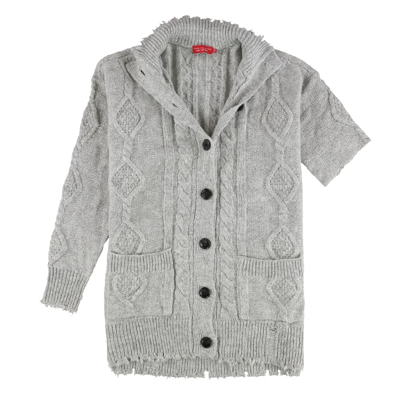 n:philanthropy Womens Cable Knit Cardigan Sweater, Grey, Small