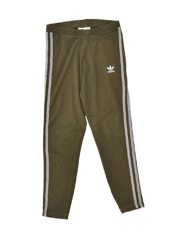 ADIDAS Womens Tracksuit Trousers UK 8 Small  Khaki Cotton