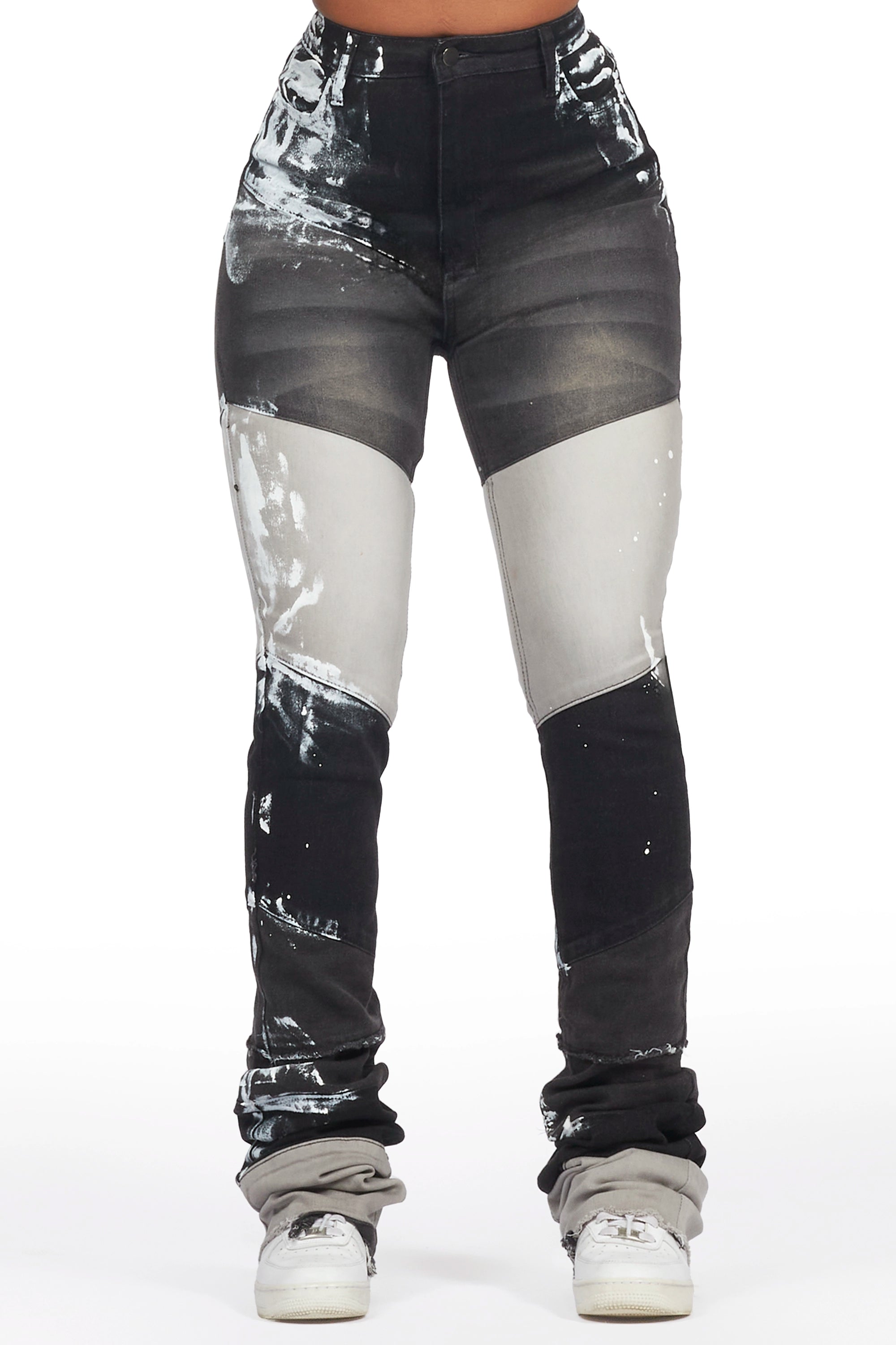 Anita Black Painted Super Stacked Jean