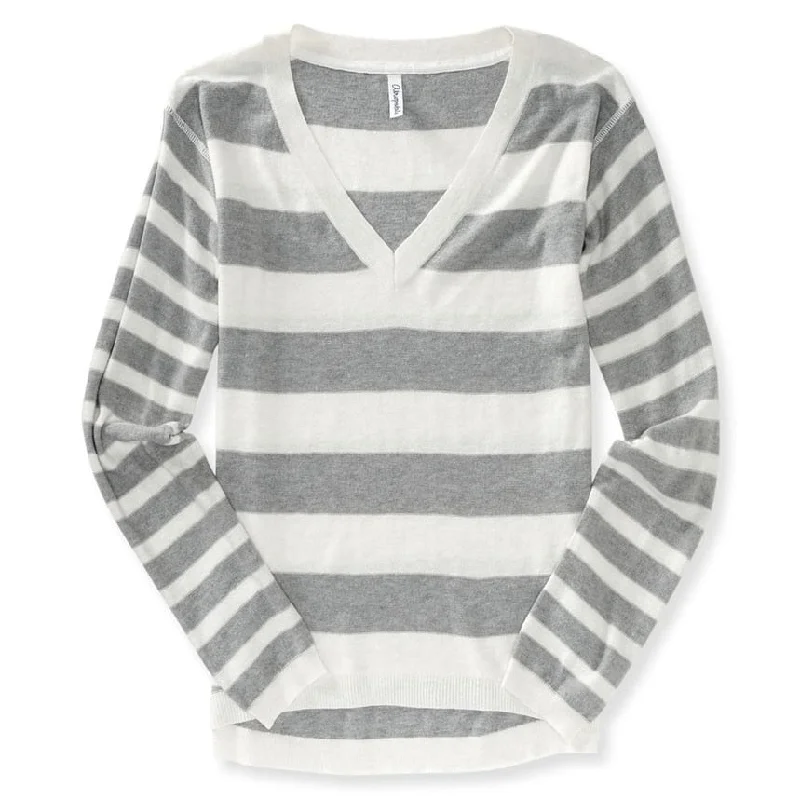 Aeropostale Womens Striped V Neck Knit Sweater