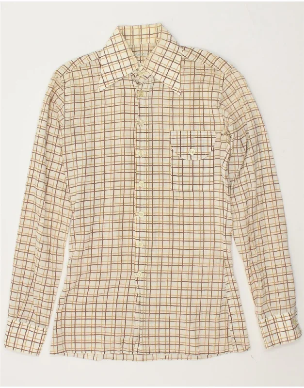 VINTAGE Womens Shirt UK 10 Small Beige Check