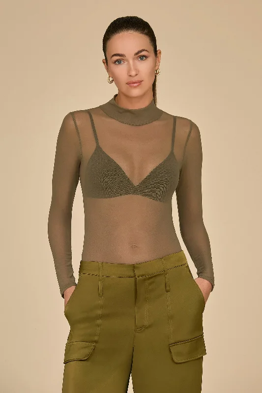 Giselle Bodysuit - Olive Mesh