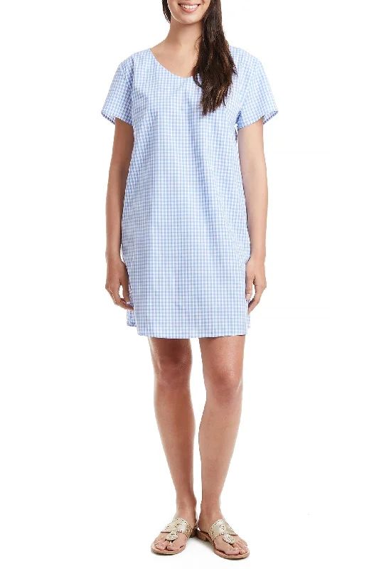 Ladies Oceanique Dress Wide Gingham Blue