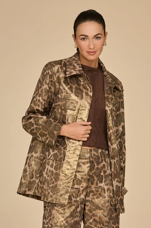 Milan Gold Dusted Cargo Jacket - Leopard