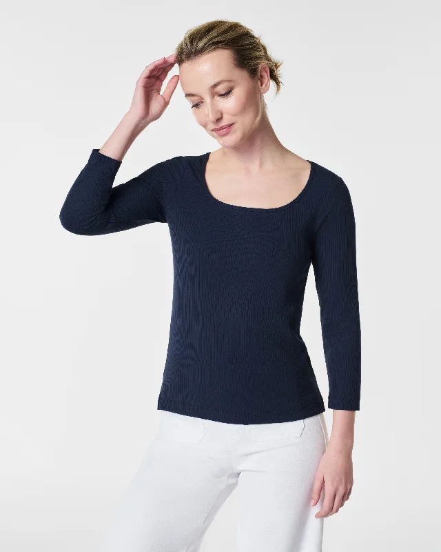 Stretch Rib Long-Sleeve Top