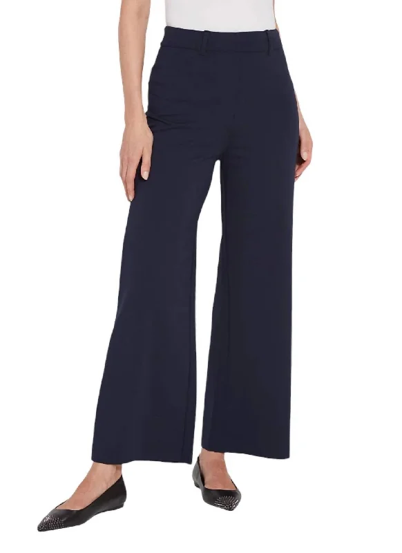 Erin Wide Leg Ponte Pant In True Navy