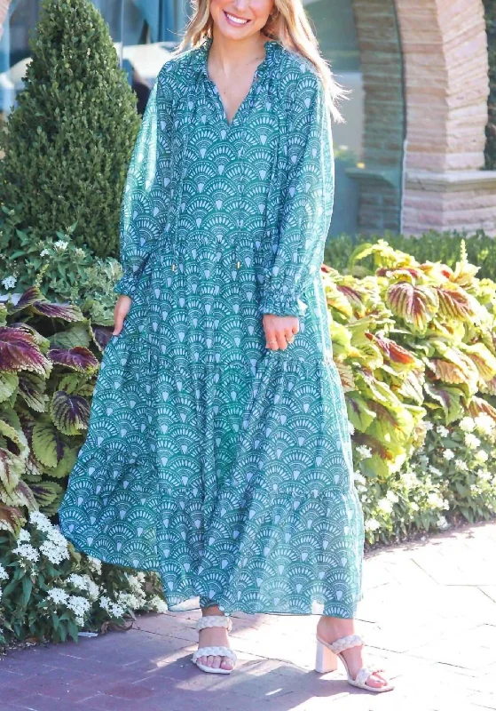 Norah Long Sleeve Maxi Dress in Green