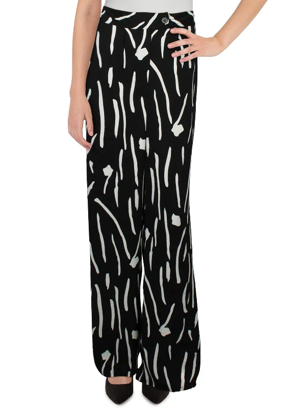 Womens High Rise Pleated Wide Leg Pants