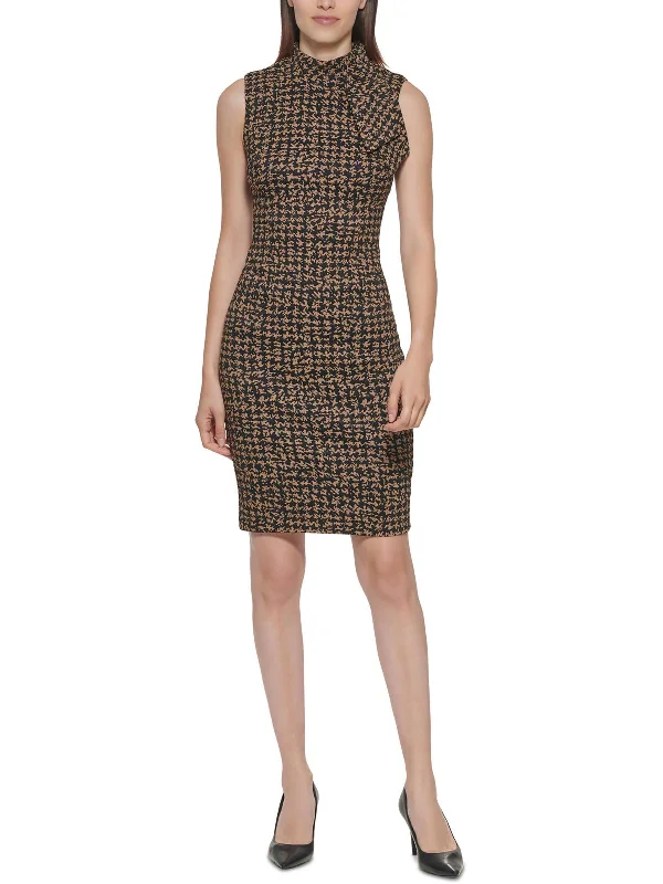 Womens Jacquard Knee Sheath Dress